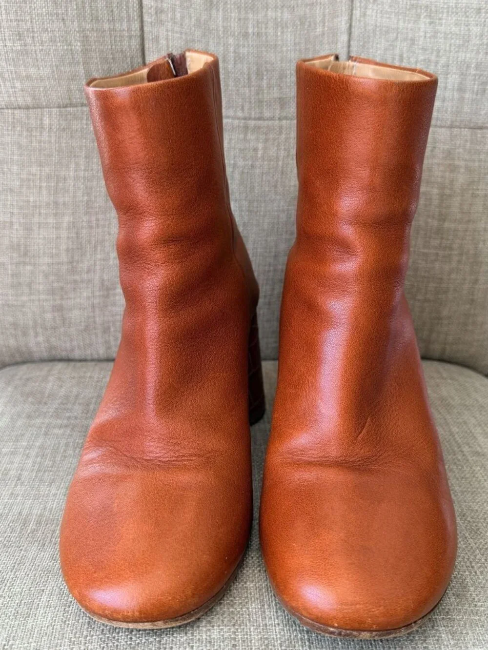 Maison Margiela Tan Leather Ankle Boots Women’s Size 37